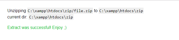 Extract the Zip file with PHP 2