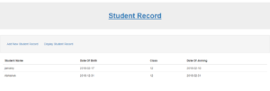 Student Record in php mysql